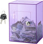 Hicocool Clear Piggy Bank with Lock, Acrylic Piggy Bank for Adults Kids Openable, Reusable Money Saving Box with Key for Birthday (Purple)