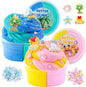 LAWOHO Butter Slime Kit Includes 2X120ml Two-Toned Butter Slime with 6 Packs Add-Ins, Slime for Kids Party Favors, Non Stick Kids Slime Kit for Girls Boys Birthday Easter Christmas Ages 8-12(Ocean)