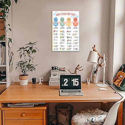 Mental Health Canvas Wall Art Feelings Chart Emotions PosterAwareness Preschool Emotions Faces Calm Prints Calm Down Corner Home for Kids Room Classroom Wall Decor 20x30in Framed
