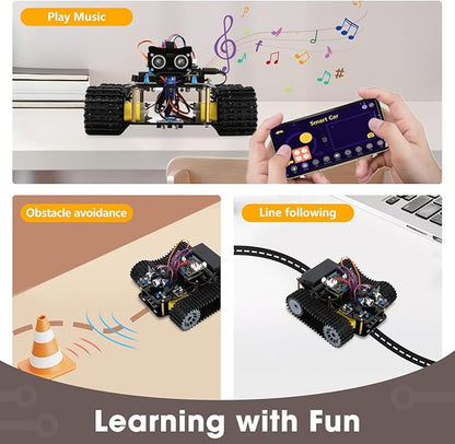 ACEBOTT Robot Kit, Robotics for Kids Ages 8-12, STEM Toys for Boys with Remote & App Control, Arduino & Scratch Compatible, Science Kits for Kids Age 8-12, Gift for Boys & Girls (Smart Robot Tank Car)
