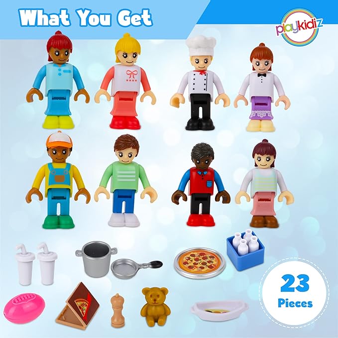 8 Toy Figures & Playsets, 2 Inch Play Peoples Set, Early Development Family Figurines for Kids, Pretend Play Toys for Children 3+ (23Pcs)