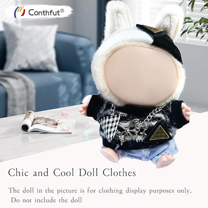 Doll Clothes,17cm/15cm Dolls Outfit Set,Accessories for Doll,Stylish Clothes Set Dress Up (No Doll)(Black)
