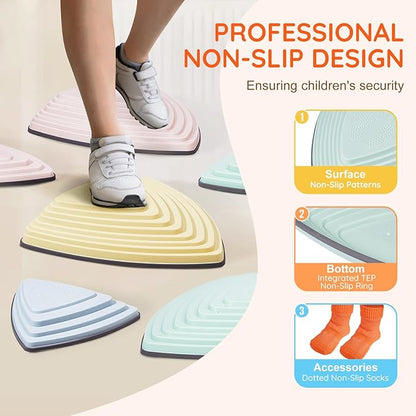 VEVOR Balance Stepping Stones for Kids, 6 PCS, Up to 220 lbs, Non-Slip Toddlers Sensory Stepping Stones, Obstacle Course Coordination Game Toys Indoor or Outdoor Play for Children Aged 3 4 5 6 7 8+