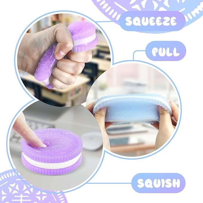 Sticky Cookie Squishies Fidget Toys Adults, Squeeze Toys for Autism, Stress Balls for Adults Fidgets Birthday Gifts(2 Pack Green Purple)