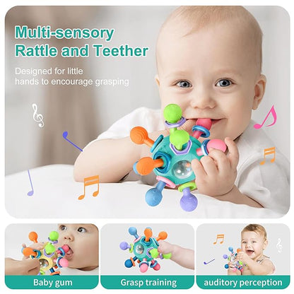 Baby Montessori Teething Toys for 0-6 6-12 Months BPA Free Sensory Toys for Babies 0 3 6 9 12 18 Months Newborn Infant Learning Developmental Chew Rattle Toys Shower Gifts for 1 2 Year Old Girls Boys