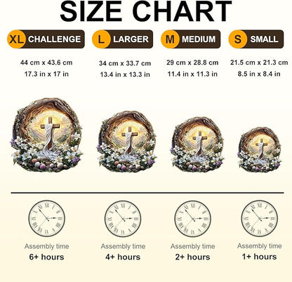 KAAYEE Wooden Puzzles for Adults, Holy Light Cross Wooden Jigsaw Puzzle 440 PCS Unique Shape Wood Puzzle Adult, 3D Effect Flat Puzzle Birthday Family Game (XL-17.3 * 17in)