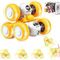 Pull Back Truck for Toddler Boys for Ages 3-5,6 Rounds Inertia 360° Rotating Stunt Car Toys 3 4 5 6 Year Old Kids,Push and Go Vehicle Toy Party Favors for Boys Girls Birthdays Present (Yellow)