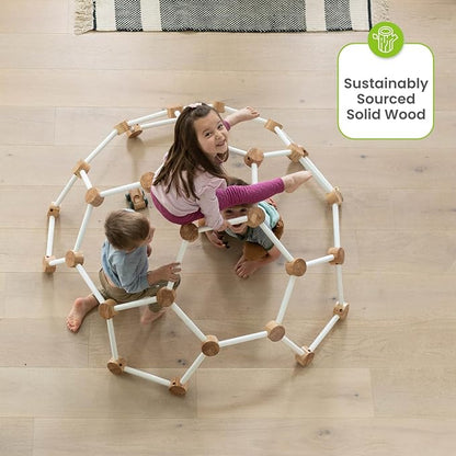 Little Partners Indoor Climbing Gym Active Play Equipment, Solid Wood Montessori Space Dome Climber for Toddlers 2-6 Years, Maximum 100 lb. Capacity, Large