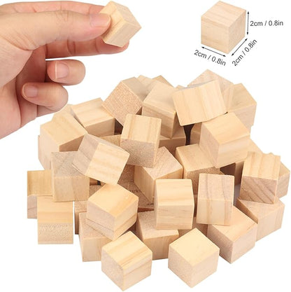 GNIEMCKIN 600 Packs Wooden Blocks for Crafts, 0.8 Inch Pine Wood Cubes, Wooden Cubes for Paint, Stamp, Decorate, DIY Projects and Personalized Gifts