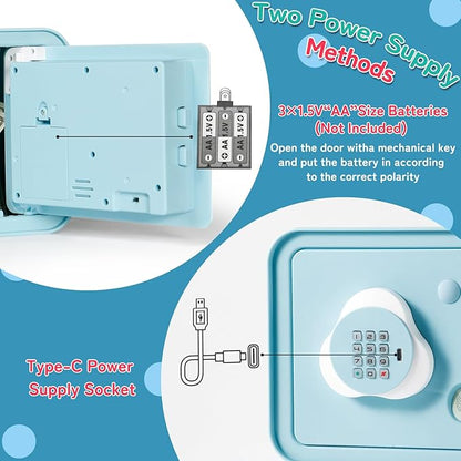Piggy Bank Electronic Mini ATM for Kids Baby Toy, Safe Coin Banks Money Saving Box Password Code Lock for Children,Boys Girls Best Gift (Blue)