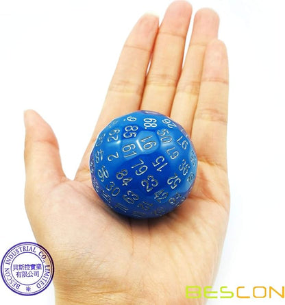 Bescon Glowing Polyhedral 100 Sided Dice - Acid Blue, Luminous D100, Glow in Dark Gaming Cube