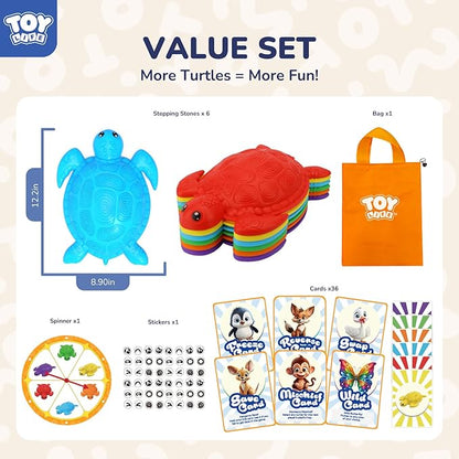 TOY Life 6 Pcs Turtle Balance Stepping Stone for Kids, Indoor Outside Toys for Kids Ages 4-8, Toddler Outdoor Toys, Stepping Stones Game, with Cards and Spinner