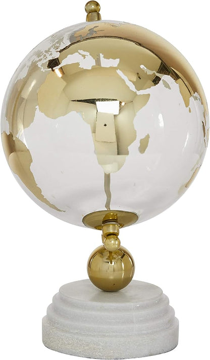 Deco 79 Marble Globe with Marble Base and Tiered Base, 8" x 8" x 13", Gold