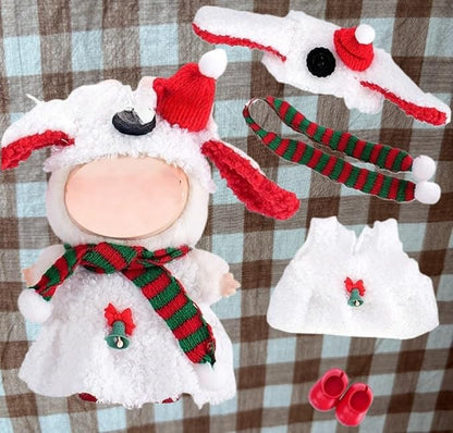 17cm Doll Clothes Outfit Dress Up Suitable for 6.7 inch Hight , Accessories Suit No Doll Only Clothing Christmas Set 17-182 1scarf+1hat+1dress+1shoes