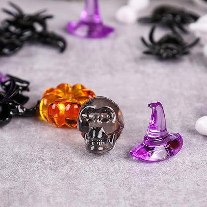 FUTUREPLUSX 180-200PCS Halloween Vase Filler, Halloween Sensory Bin Filler, Assorted Plastic Pumpkins, Spiders, Skulls, Bats, Ghosts & Witch Hats – Spooky Party Decorations, Classroom & Home