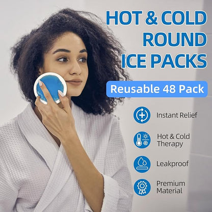 Tutmyrea Reusable Ice Packs - 48 Soft Small Cold Compress for Injuries, Face, Breast, Allergies & Small Wounds