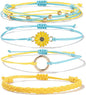 FANCY SHINY Sunflower String Bracelet Boho Braided Rope Wrap Bracelets Cute Summer Beach Surfer Jewelry for Women Christmas Gifts