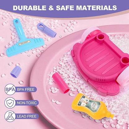 Jenilily Toddler Cleaning Set, Kids Cleaning Carts Toy Set, Detachable Kids Mop Broom Set for Toddlers - Pretend Play Educational Toy (Pink)