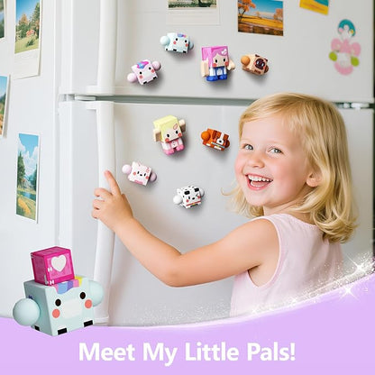 GobiDex 8PCS Magnetic Figures Playset Rotatable Animal & Character Toys for Kids, Toddlers Sensory Pretend Play Travel Toys Compatible with Magnet Blocks