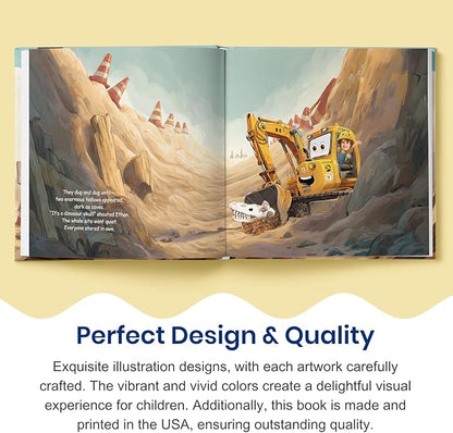 ELFINK Personalized Children Story Books - The Mighty Digger & Dinosaur Discovery - Customized Name & Photo - Baby Gifts - Children Bedtime Story (Soft Cover)