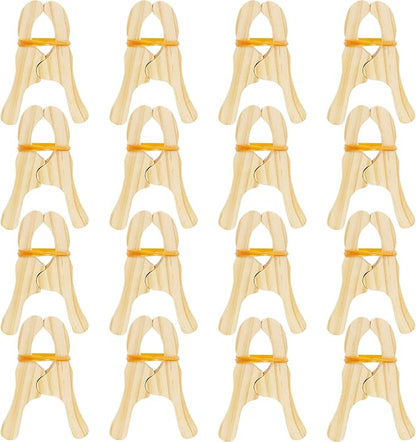 16 Pcs Wooden Play Clips for Kids Fort Building Clips Wood Play Clips Wooden Fort Clips Game Silk Clips for Child Blankets Silk Construction School Playground Building Games
