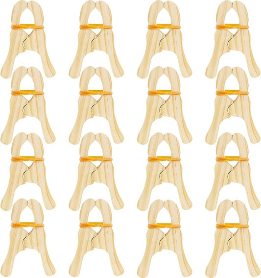 16 Pcs Wooden Play Clips for Kids Fort Building Clips Wood Play Clips Wooden Fort Clips Game Silk Clips for Child Blankets Silk Construction School Playground Building Games