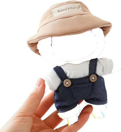 17cm Doll Clothes Outfit Set, 3 Pieces Dress Overalls Set for 6.7inch Doll Suit, Fashion Chic Hat & Clothes Accessories for 1st/2nd/3rd Gen Dolls Play & Display