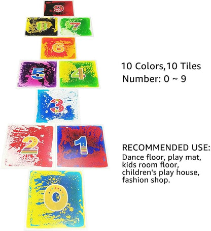 Art3d 10-Tile Sensory Room Tiles Multi-Color Liquid Encased Floor Playmat Kids Play Floor Tiles, 19.7" Large Tile 27 Sq.Ft