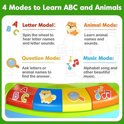 Learning Toy for Kids 1 2 3 Year Old Boys Girls, Spin and Sing Alphabet Zoo with Sounds, Interactive Educational Toys for Toddler 2-3, First Christmas 1st Birthday Gifts Toy
