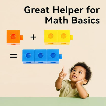 Dotimo 100PCS Math Linking Cubes, Math Cubes for Kids Ages 4-8, Counting Snap Cubes Manipulatives with 10 Colors, Preschool Learning Activities, Classroom Supplies & Homeschool