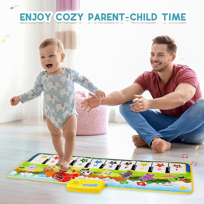 M SANMERSEN Piano Mat, 39.5" X 14" Musical Mat 8 Instrument Sounds Piano Mat for Toddlers Touch Play Dancing Mat Toy for 1 2 3 Year Old Girls Boys Gifts