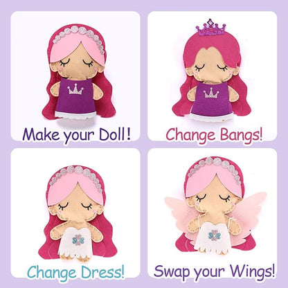 Cymbana Princess Felt Craft Kit for Girls Beginner Sewing Kit, Arts and Crafts for Kids Ages 8-12 Make Your Own Fashion Designer Kits