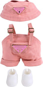 17 cm Doll Clothes, Fashionable and Cute 3-Piece Doll Clothes Set, fits 5.9-6.69 inches (15-17 cm) Dolls, Includes hat, Onesie, White Shoes (Doll not Included) (Pink)