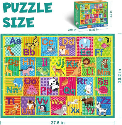 Floor Puzzle for Kids,48 Pcs Animal Letter A-Z Alphabet Puzzle,Vivid Animal Design Letter Games for Preschoolers,Learning Educational Toys for Boys and Girls,Floor Puzzles for Toddlers 3 and up