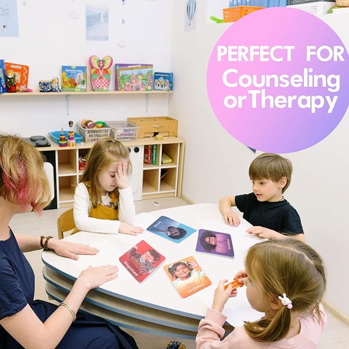 MEROCO Feelings Emotions Cards for Kids Therapy, Realistic Picture Cards for Speech Therapy Mirror, Aba Therapy Materials Autism Social Emotional Learning Materials