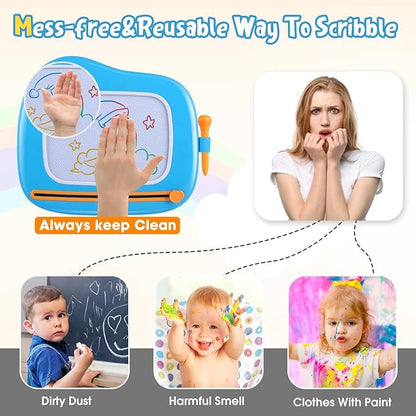 Smasiagon Magnetic Drawing Board for Kids - Toddler Toys for Age 1-2 Boys Girls - Educational Learning Toys for 1 2 3 Year Old Baby Birthday Gifts (Blue)