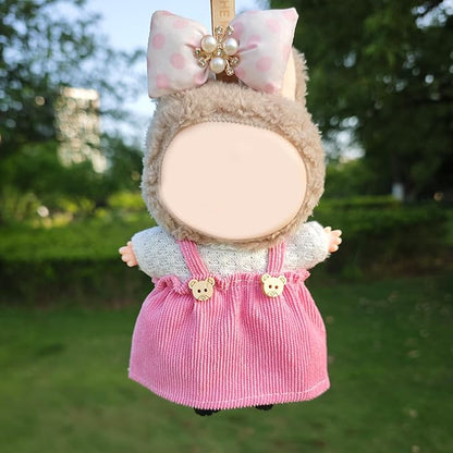 Clothes for 17cm Doll, 2 PCS Cute Chic Style Hair Clip & Dress Set, Dress up Outfit Exquisite Accessories for Dolls
