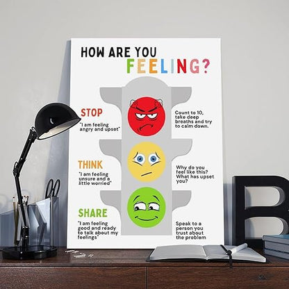 XIANF Self Regulation Traffic Lights Management Classroom Poster, Social Emotional Learning, Feelings Emotions Canvas Poster for Classroom School Therapy Room Unframe:16x24inch(40x60cm)