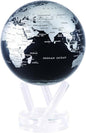 MOVA Globe – Metallic Black and Silver 6” | Solar-Powered Rotating Desk Globe with Minimalist Map Design | No Batteries or Cords | Modern Decor Gift