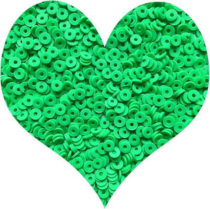 3000Pcs Clay Beads Flat Round Polymer Bead Vinyl Heishi Beads Flat Round Polymer Bead for Jewelry Making Necklace Bracelet (11-Bright Green)