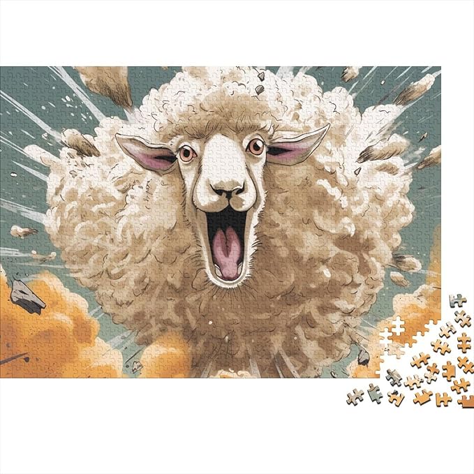 Sheep for Adults Fun 1000 Pieces 3D Animal Thickened Wooden Jigsaw Puzzle Toy Intellectual Game Stress Relief Toy Education Game Home Decoration Challenge Educational 1000pcs (75x50cm)