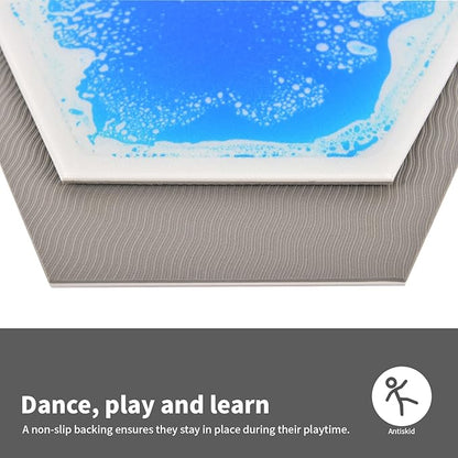 Art3d 9-Tile Hexagon Sensory Floor Tiles for Kids, Toddlers and Children, Colorful Liquid Sensory Activity Mat for Active Play and Decorative