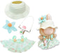 17cm Doll Clothes | Fashion Kawaii Chic Summer Set for Dolls | 4-Piece Outfit with Straw Weave Sun Hat, Floral Decor, Green Floral Dress & Mini Water Kettle (NO Doll)
