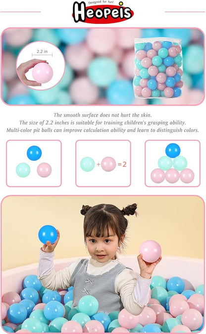 Ball Pit Balls Pack of 100 200 500 - Star and Round Set BPA Free Phthalate Free Non-Toxic Crush Proof Play Balls Soft Plastic Balls for Toddlers Baby Kids Birthday Pool Tent Party