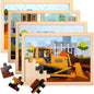 Wooden Vehicle Puzzles for Kids Age 3 4 5 Year Old, 4 Pack 24 Pcs Montessori Toddler Jigsaw Puzzles for Girl boy Activities Preschool Learning Educational Birthday Gift Travel Autistic Wooden Toys