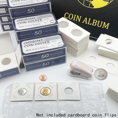 15 Sheets 300 Pockets Coin Pocket Pages for 2" x 2" Cardboard Coin Flips, Standard 9-Hole for Coins Coin Binder Collection Supplies Pages