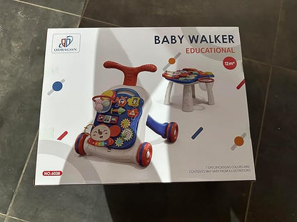 QDRAGON 3 in 1 Baby Walker and Activity Center for Boy, Learning to Walk, Sit to Stand, Early Educational Push Toys with Music Panel for Infant Toddler 12+ Months Blue