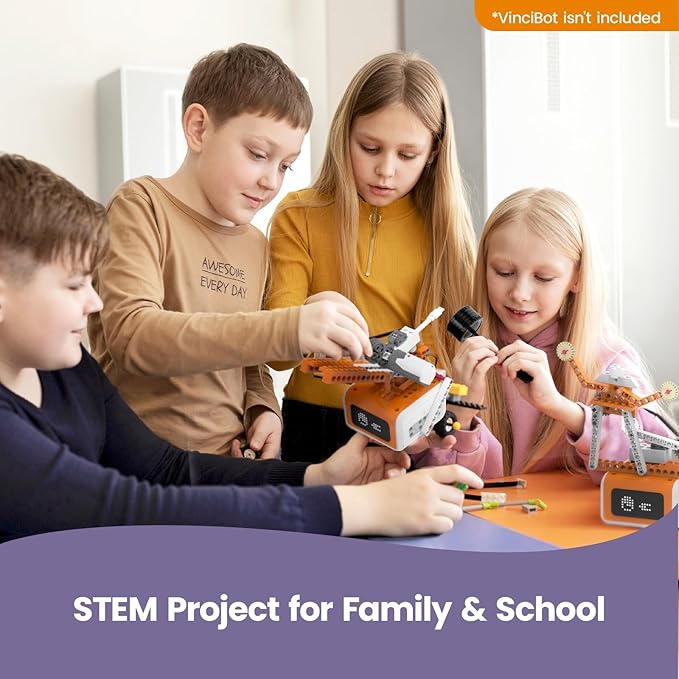 Matatalab Creator Kit, Add-on Pack for VinciBot Coding Robot, 434+ Building Blocks STEM Educational Kit with 20 Building Cases, DIY Building Science Experiment Kit for Kids Ages 8-12