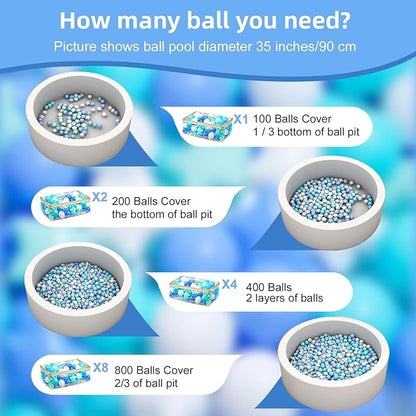 MoonxHome Ball Pit Balls for Toddlers, BPA Free Crush Proof Plastic Toy Balls for Ball Pit, Children's Pool Water Toys, Macaron Ocean Balls for Play Tent 2.15 Inch Pack of 100…