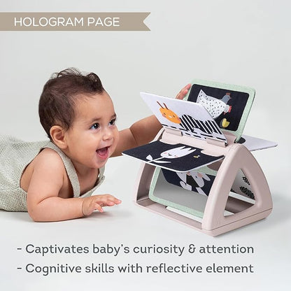 Taf Toys Black & White Rattling Spinning Book High Contrast Newborn Baby Toy 0-6 6-12 Months with Mirror for Visual Stimulation, Tummy Time & Early Cognitive Development, Montessori Learning Activity